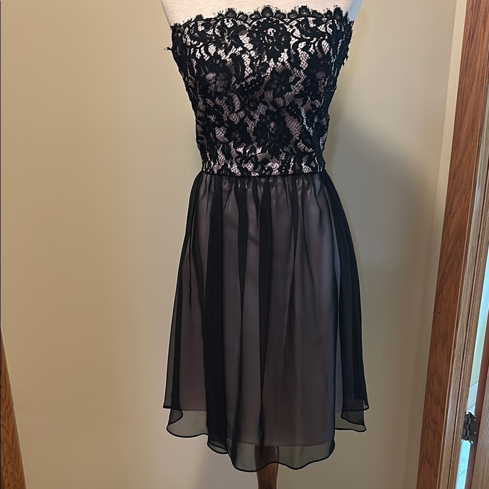 Dessi Collection Black Lace Strapless Dress
